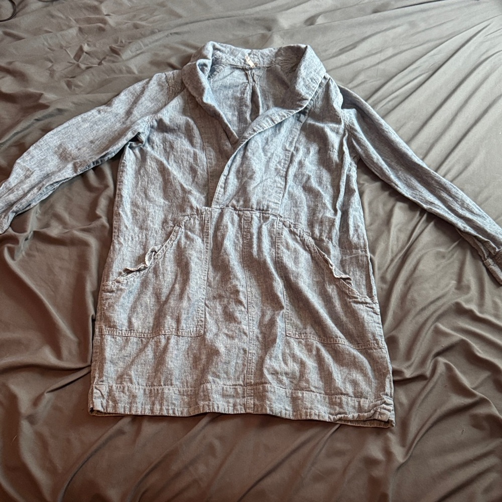 Free People Denim Long Sleeve Dress